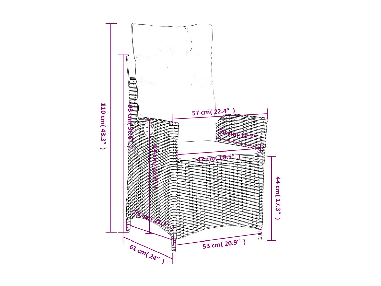 Ensemble à manger de jardin et coussins 3 pcs Beige poly rotin