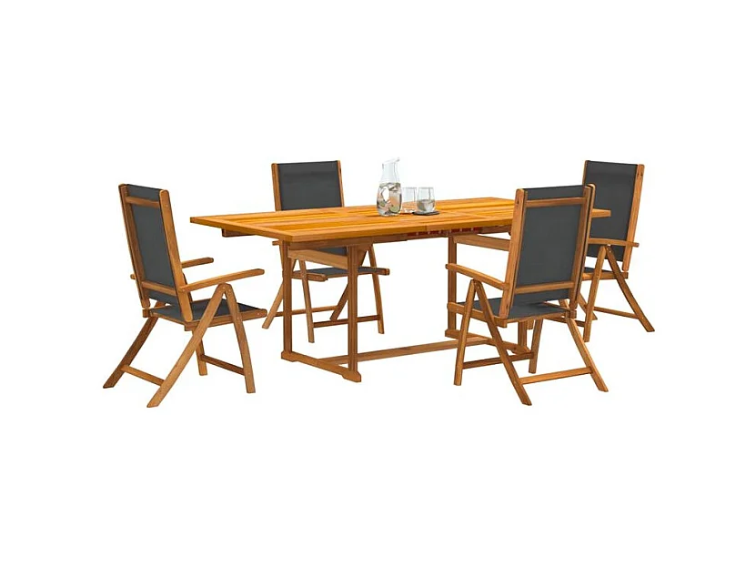 Ensemble à manger de jardin 5pcs bois d'acacia solide textilène