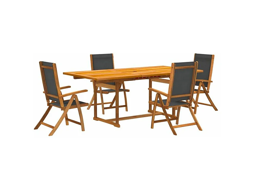 Ensemble à manger de jardin 5pcs bois d'acacia solide textilène