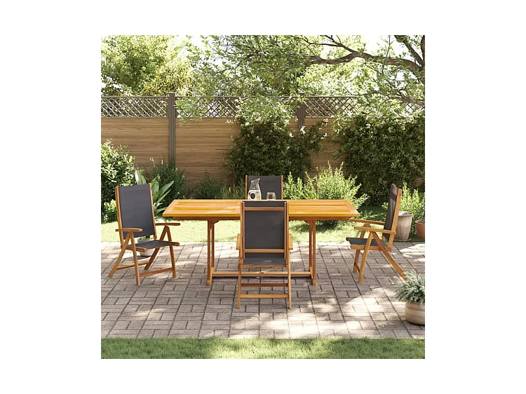 Ensemble à manger de jardin 5pcs bois d'acacia solide textilène