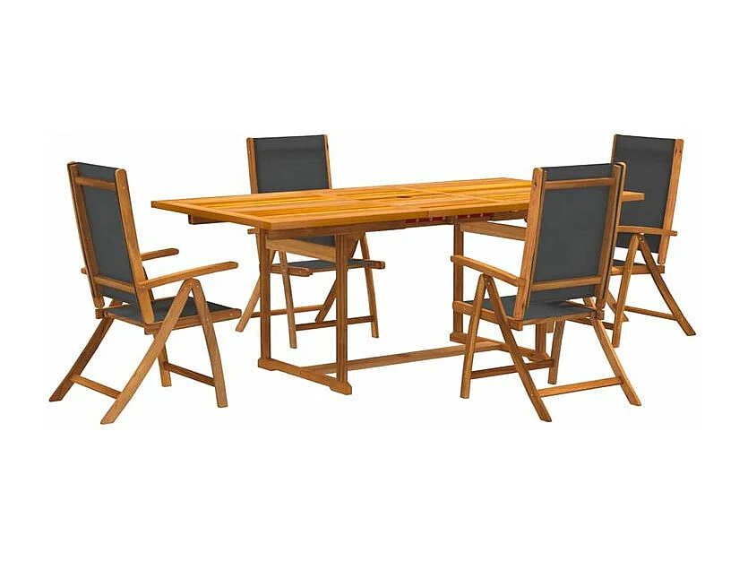 Ensemble à manger de jardin 5pcs bois d'acacia solide textilène