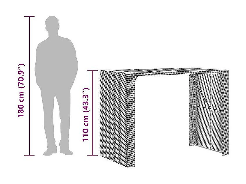 Ensemble de bar de jardin 5 pcs sans coussins gris poly rotin