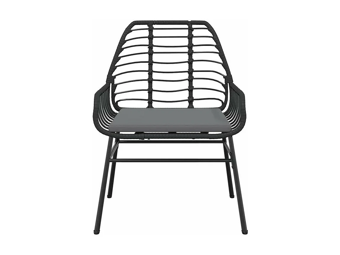 Ensemble à manger de jardin et coussins 3 pcs noir rotin verre