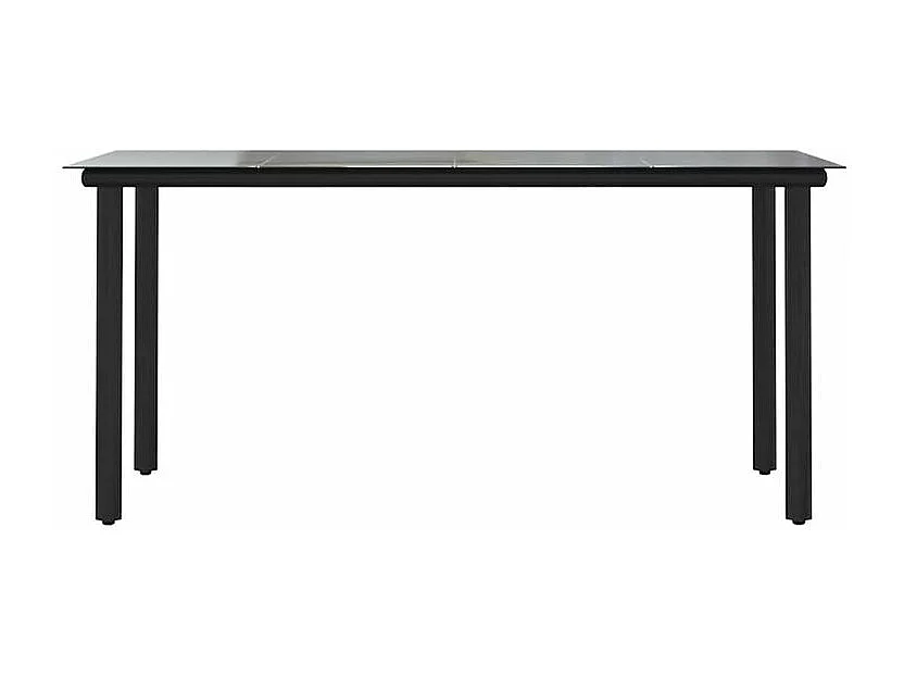 Ensemble à manger de jardin et coussins 5 pcs noir rotin verre