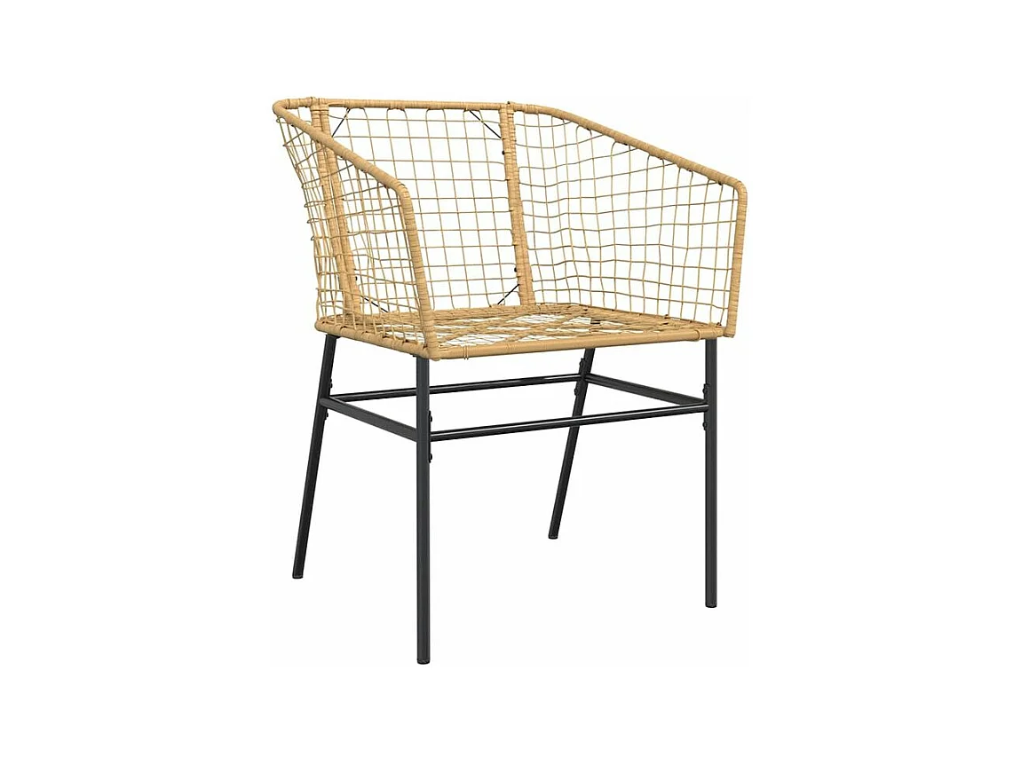 Ensemble à manger jardin 5pcs marron poly rotin verre