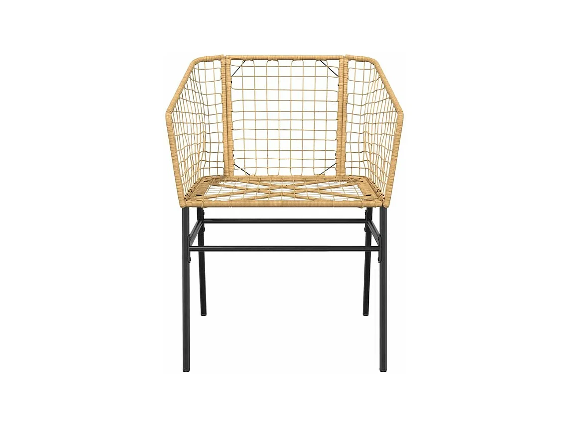 Ensemble à manger jardin 5pcs marron poly rotin verre