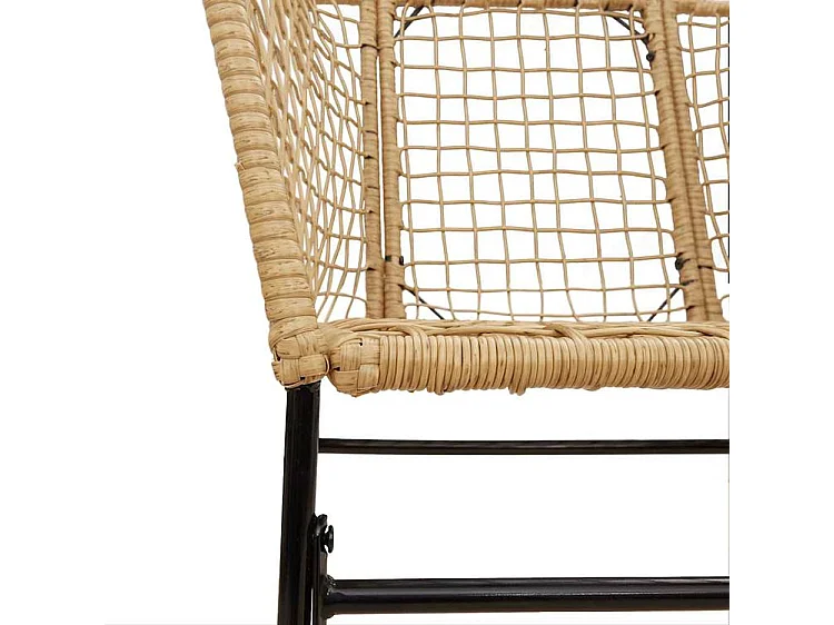 Ensemble à manger jardin 5pcs marron poly rotin verre