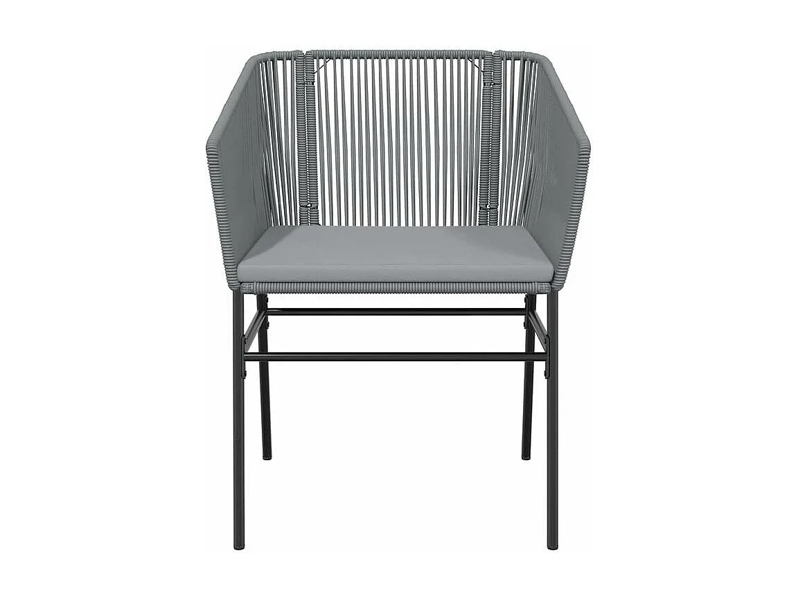 Ensemble à manger jardin coussins 5 pcs gris poly rotin verre