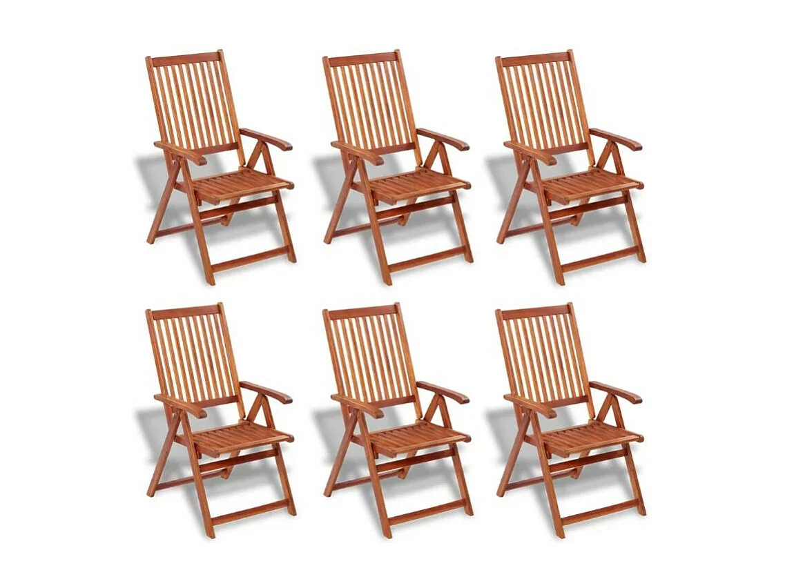 Table ovale et 6 chaises de jardin acacia clair Polina 3