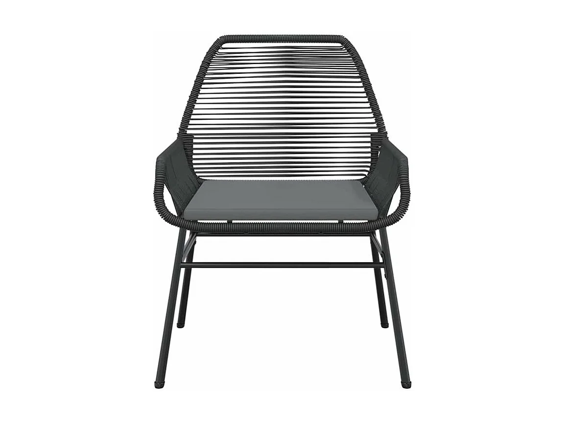 Ensemble à manger de jardin coussins 7pcs noir poly rotin verre