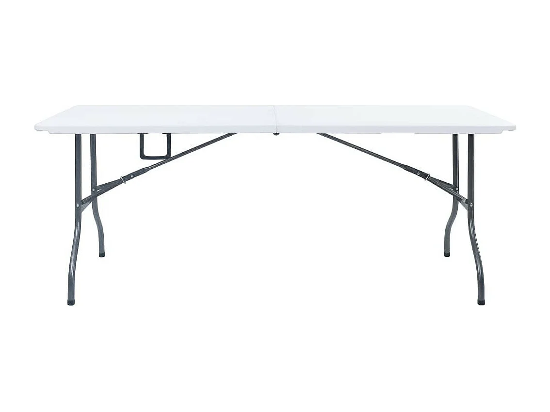Table pliable de jardin avec 2 bancs 180cm Acier et PEHD Blanc