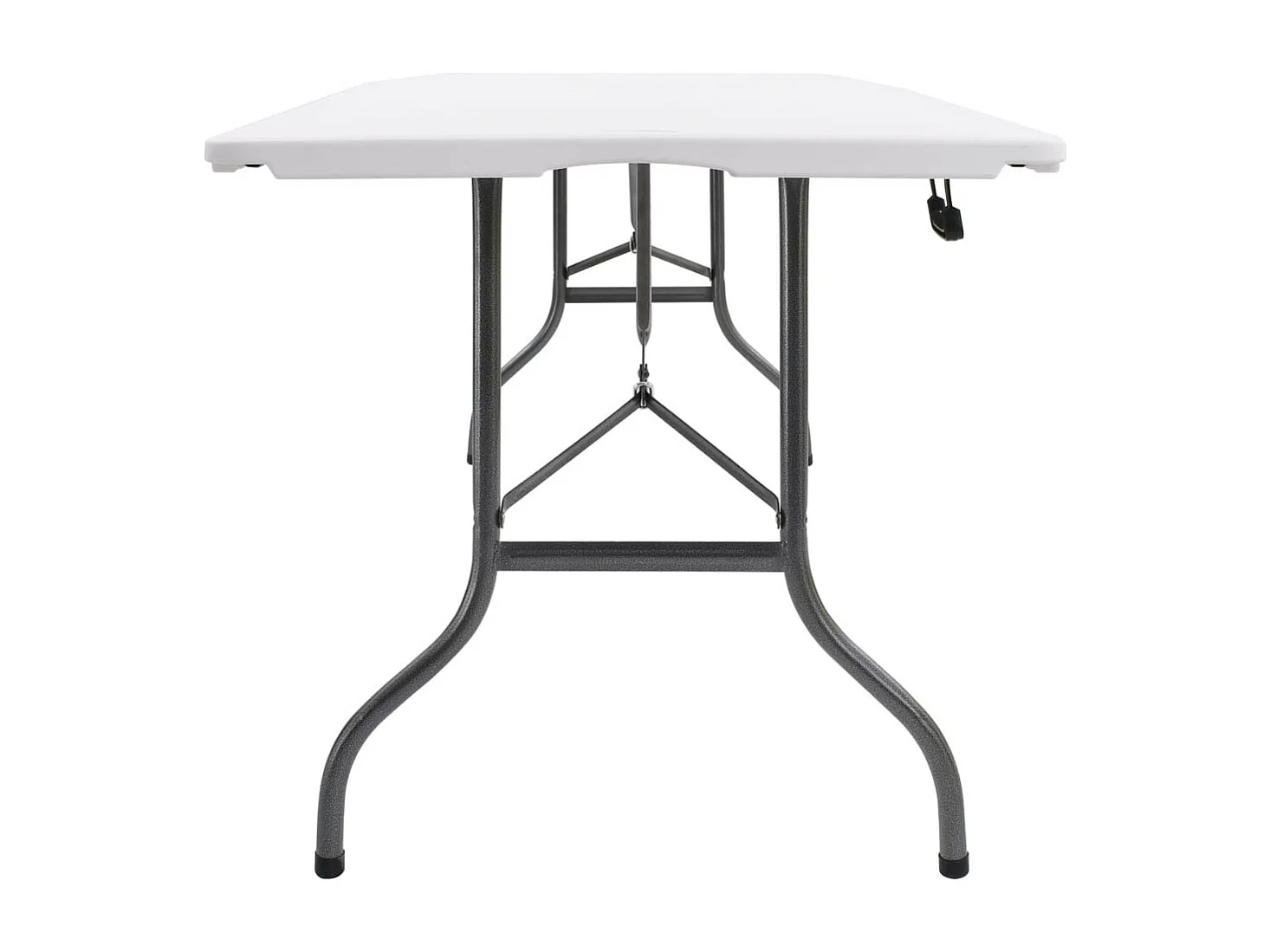 Table pliable de jardin avec 2 bancs 180cm Acier et PEHD Blanc