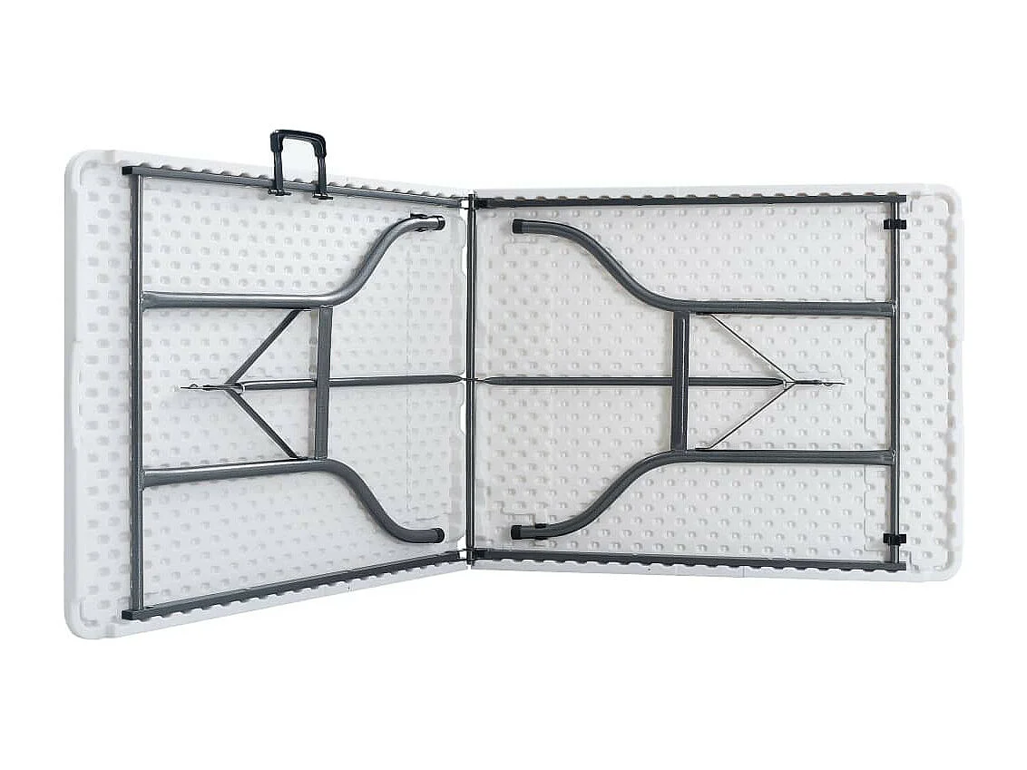 Table pliable de jardin avec 2 bancs 180cm Acier et PEHD Blanc