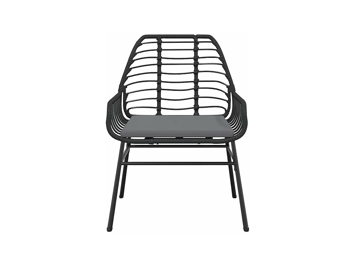 Ensemble à manger de jardin coussins 9pcs noir poly rotin verre