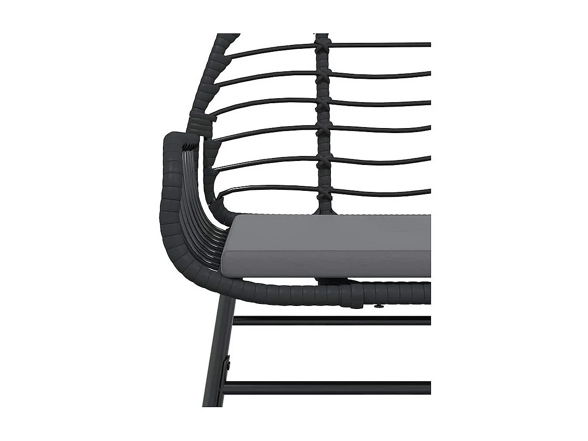 Ensemble à manger de jardin coussins 9pcs noir poly rotin verre