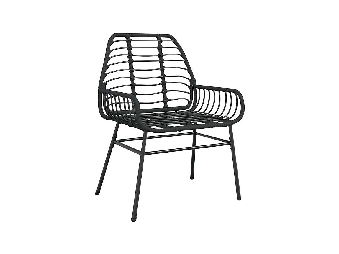 Ensemble à manger de jardin 5 pcs noir résine tressée verre