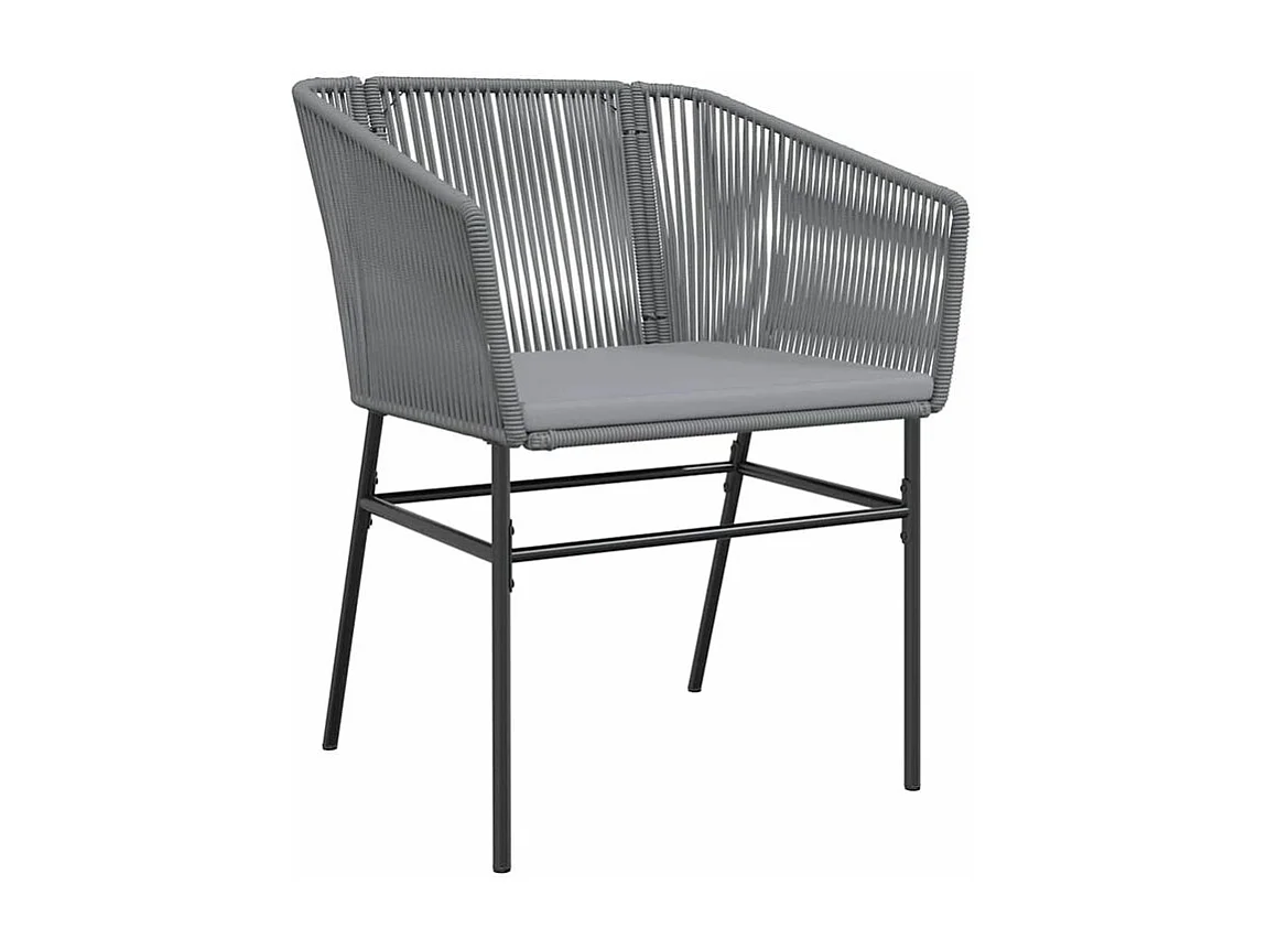 Ensemble à manger jardin coussins 7 pcs gris poly rotin verre