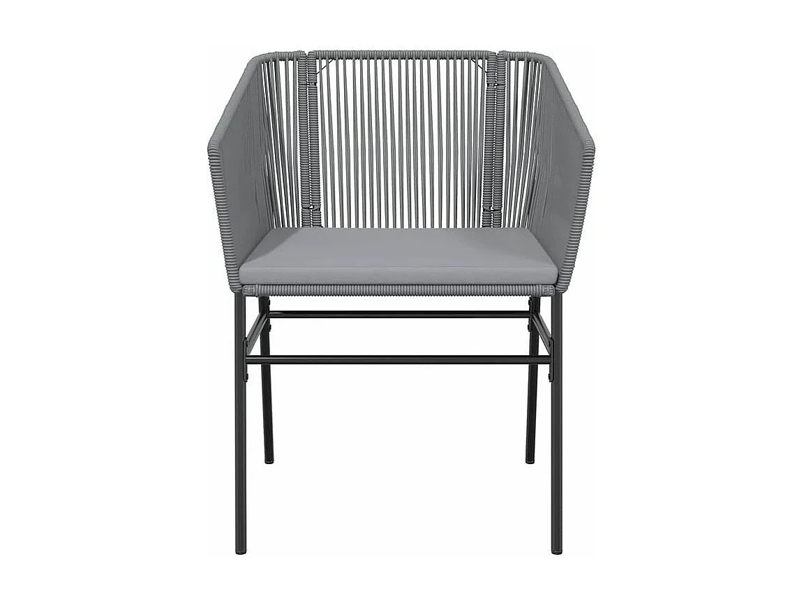 Ensemble à manger jardin coussins 7 pcs gris poly rotin verre