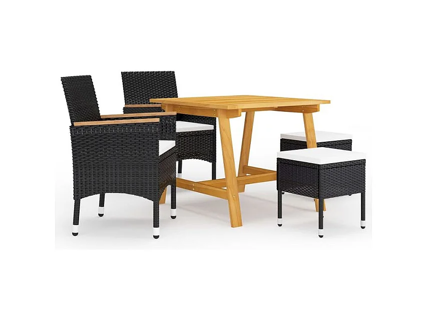 Ensemble de salle à manger de jardin 5 pcs Noir