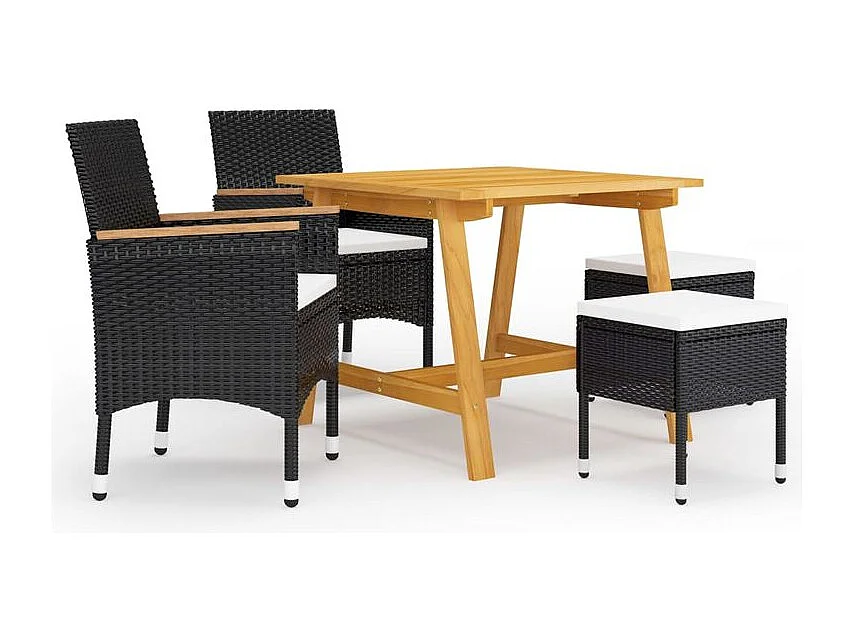 Ensemble de salle à manger de jardin 5 pcs Noir