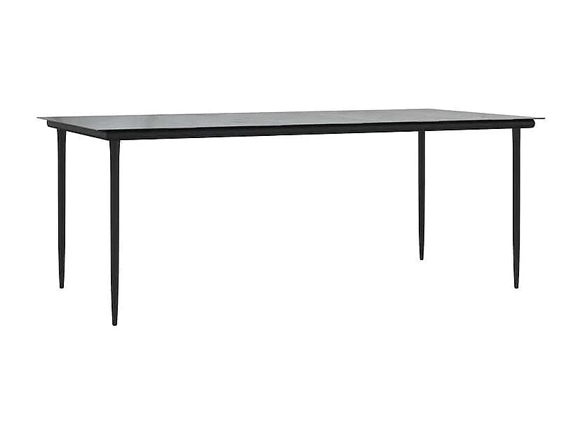 Ensemble à manger de jardin coussins 7pcs noir poly rotin verre