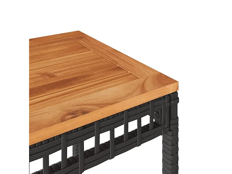 Ensemble de bistro 3 pcs et coussins noir résine tressée acacia