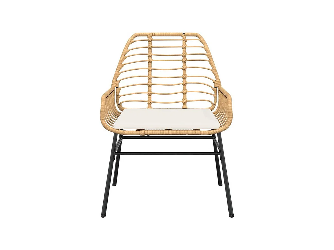 Ensemble à manger jardin coussins 5pcs marron poly rotin verre