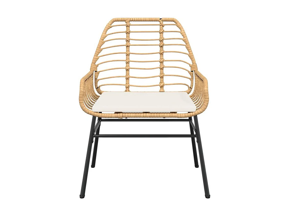 Ensemble à manger jardin coussins 5pcs marron poly rotin verre