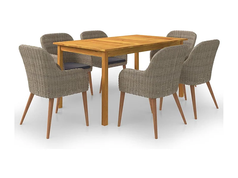 Ensemble de salle à manger de jardin 7 pcs Marron 17