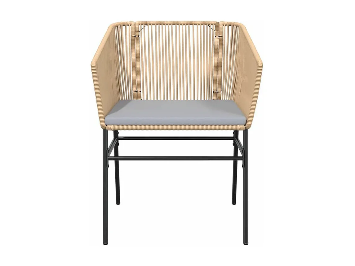 Ensemble à manger jardin coussins 5pcs marron poly rotin verre