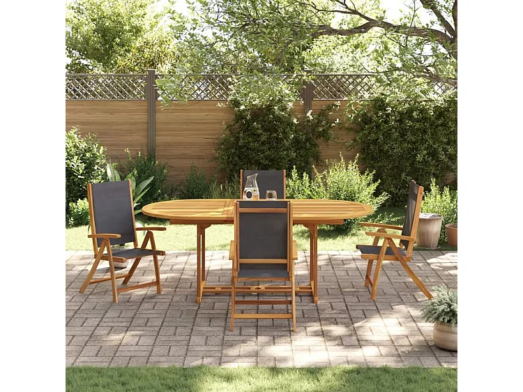 Ensemble à manger de jardin 5pcs bois d'acacia solide textilène