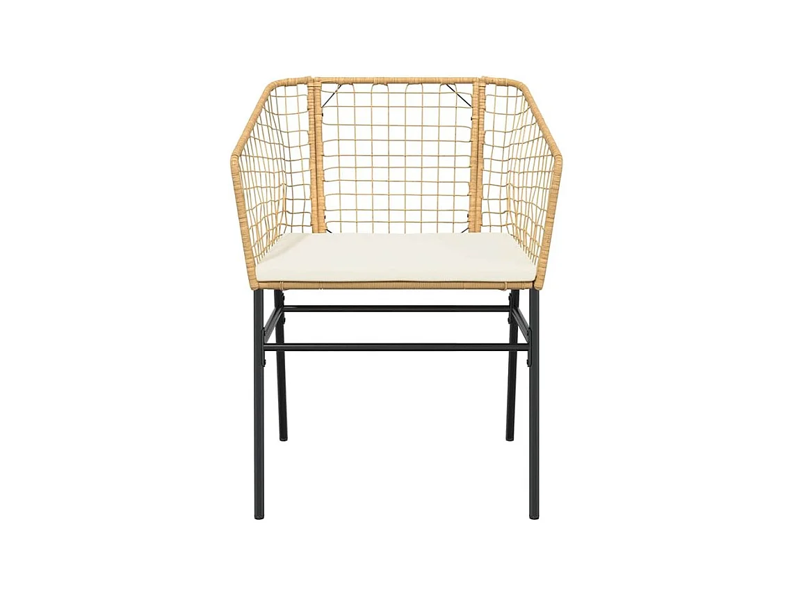 Ensemble à manger jardin coussins 5pcs marron poly rotin verre