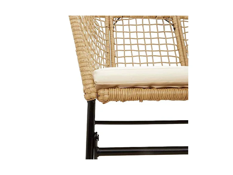 Ensemble à manger jardin coussins 5pcs marron poly rotin verre