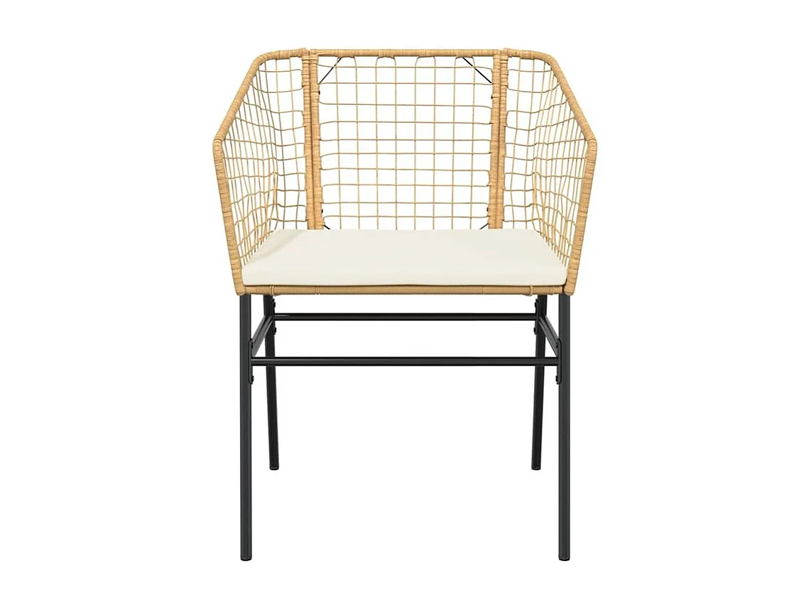 Ensemble à manger jardin coussins 5pcs marron poly rotin verre