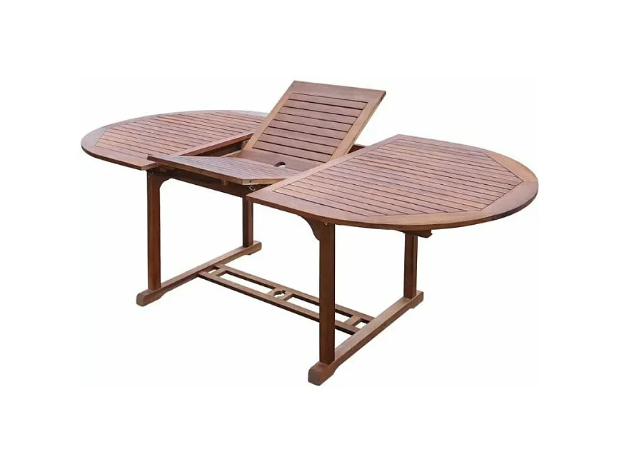 Table ovale extensible et 6 chaises de jardin acacia foncé et tissu noir Noiro