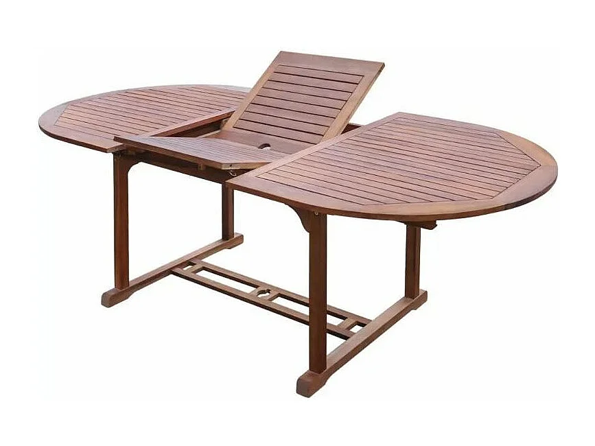 Table ovale extensible et 6 chaises de jardin acacia foncé et tissu noir Noiro