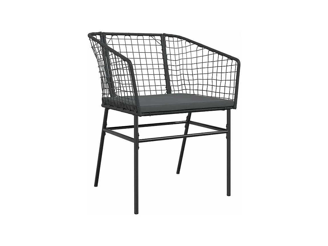 Ensemble à manger de jardin et coussins 5 pcs noir rotin verre