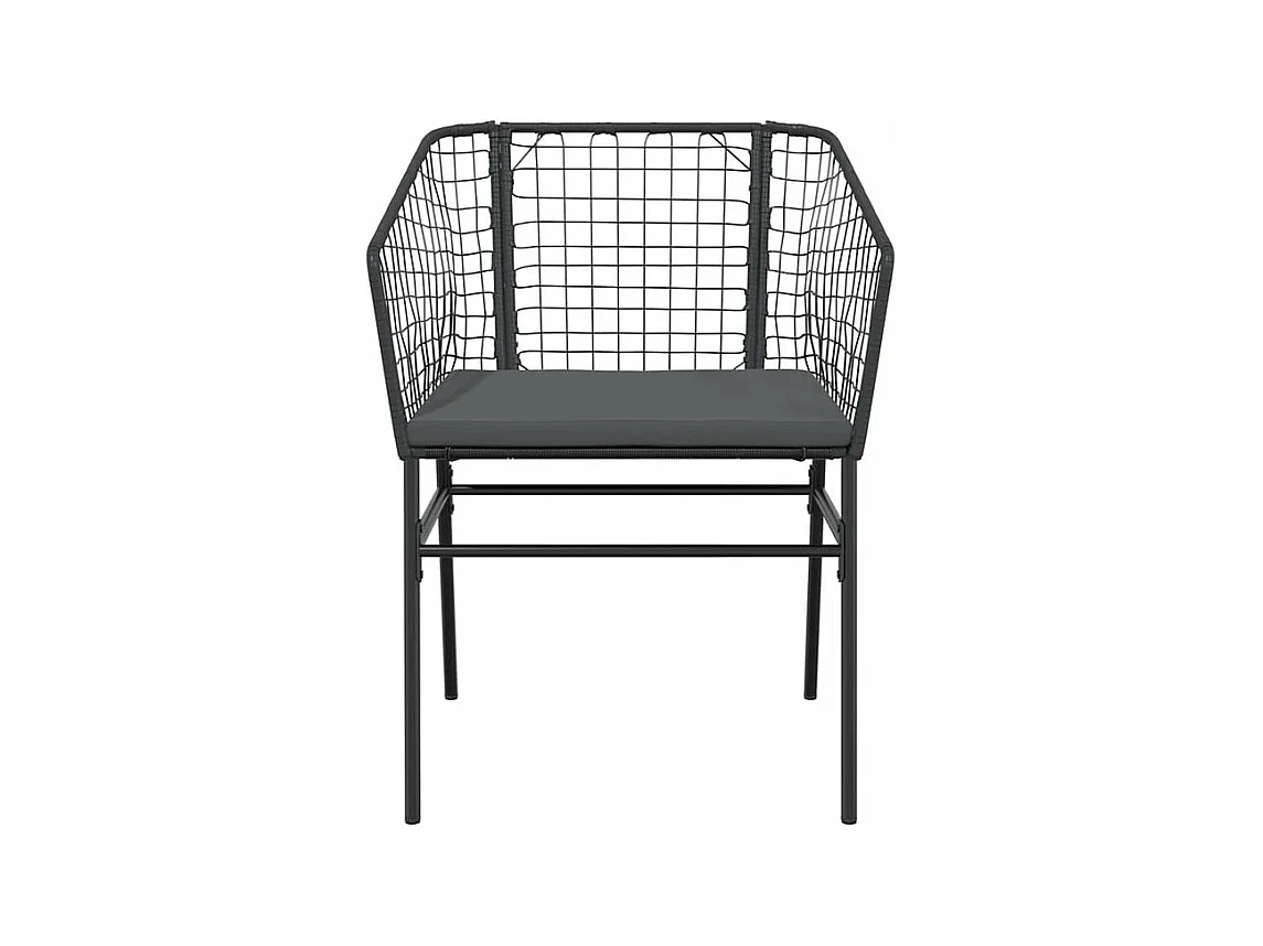 Ensemble à manger de jardin et coussins 5 pcs noir rotin verre