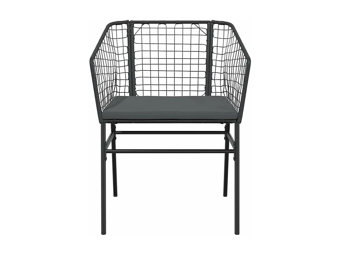 Ensemble à manger de jardin et coussins 5 pcs noir rotin verre