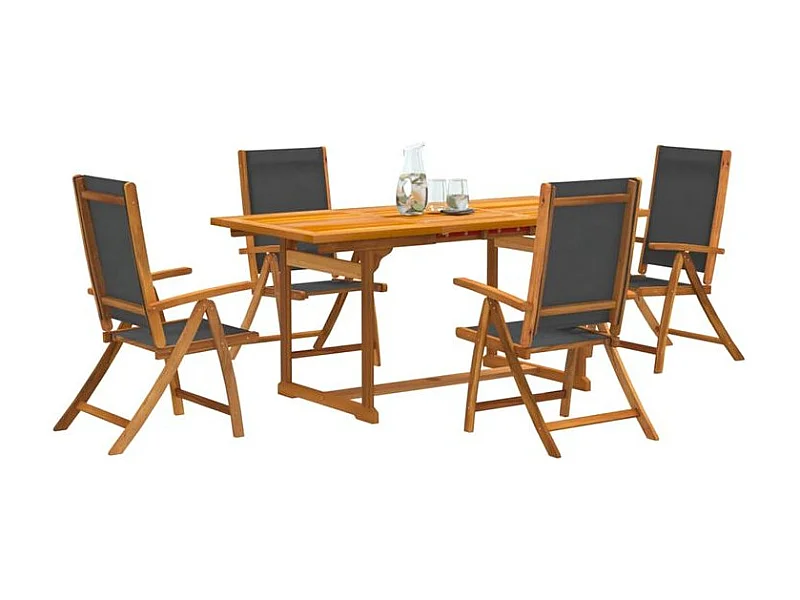 Ensemble à manger de jardin 5pcs bois d'acacia solide textilène