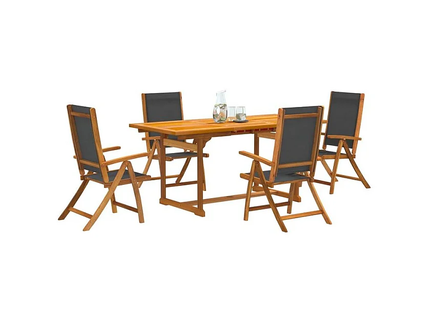 Ensemble à manger de jardin 5pcs bois d'acacia solide textilène