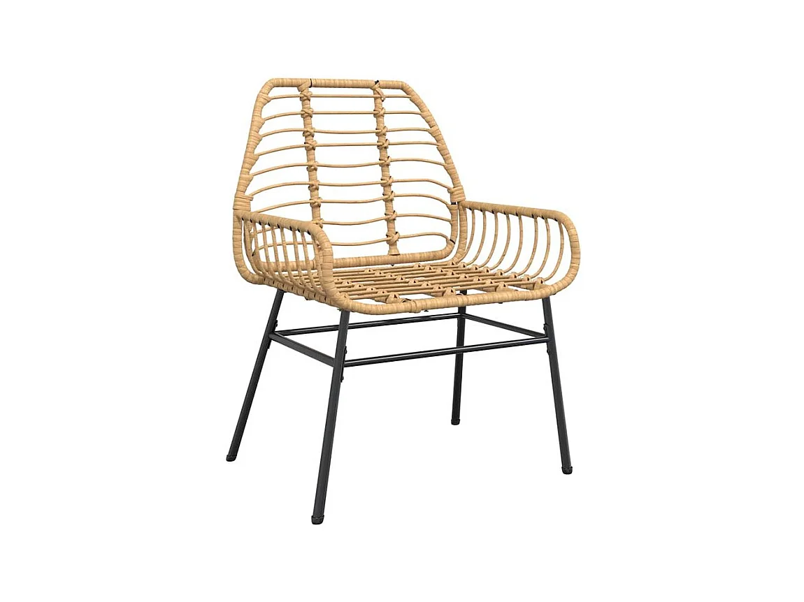 Ensemble à manger jardin 5pcs marron poly rotin verre