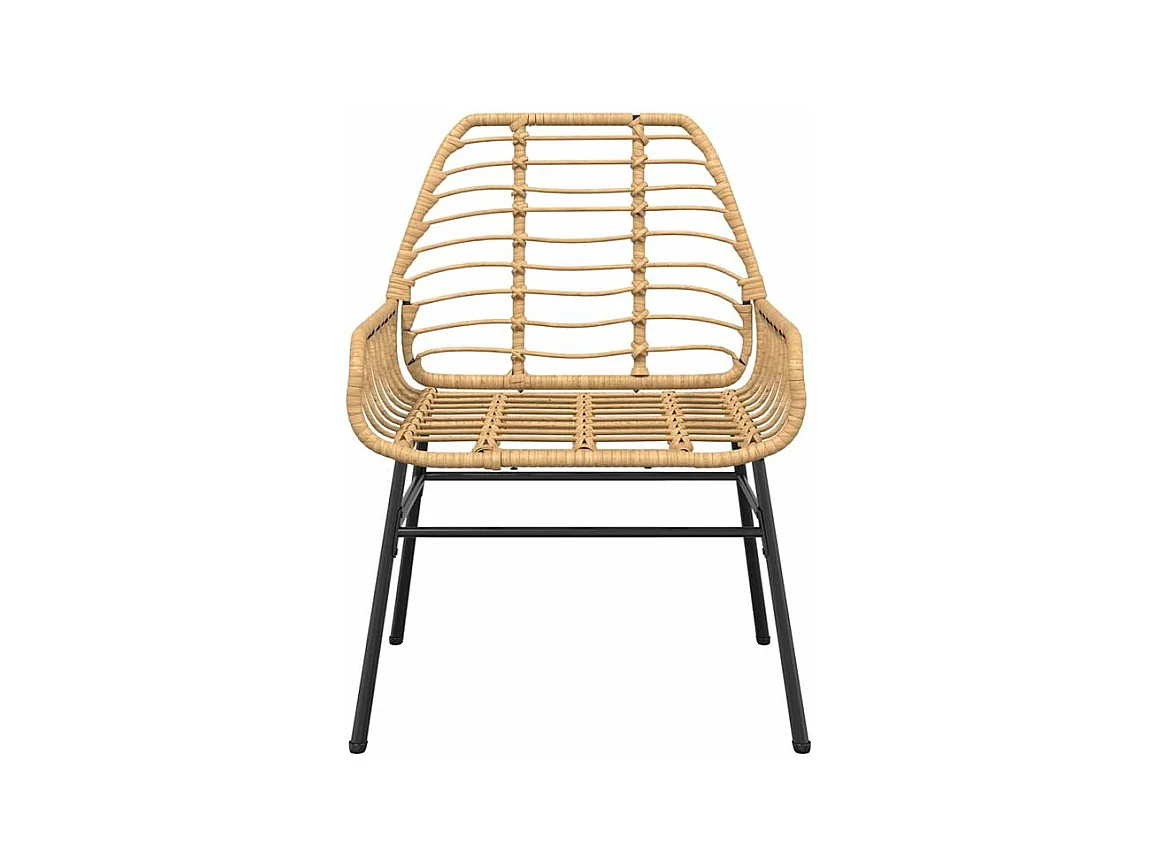 Ensemble à manger jardin 5pcs marron poly rotin verre