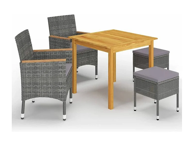 Ensemble de salle à manger de jardin 5 pcs Gris