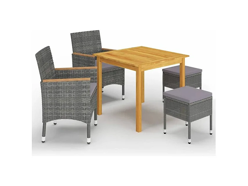 Ensemble de salle à manger de jardin 5 pcs Gris