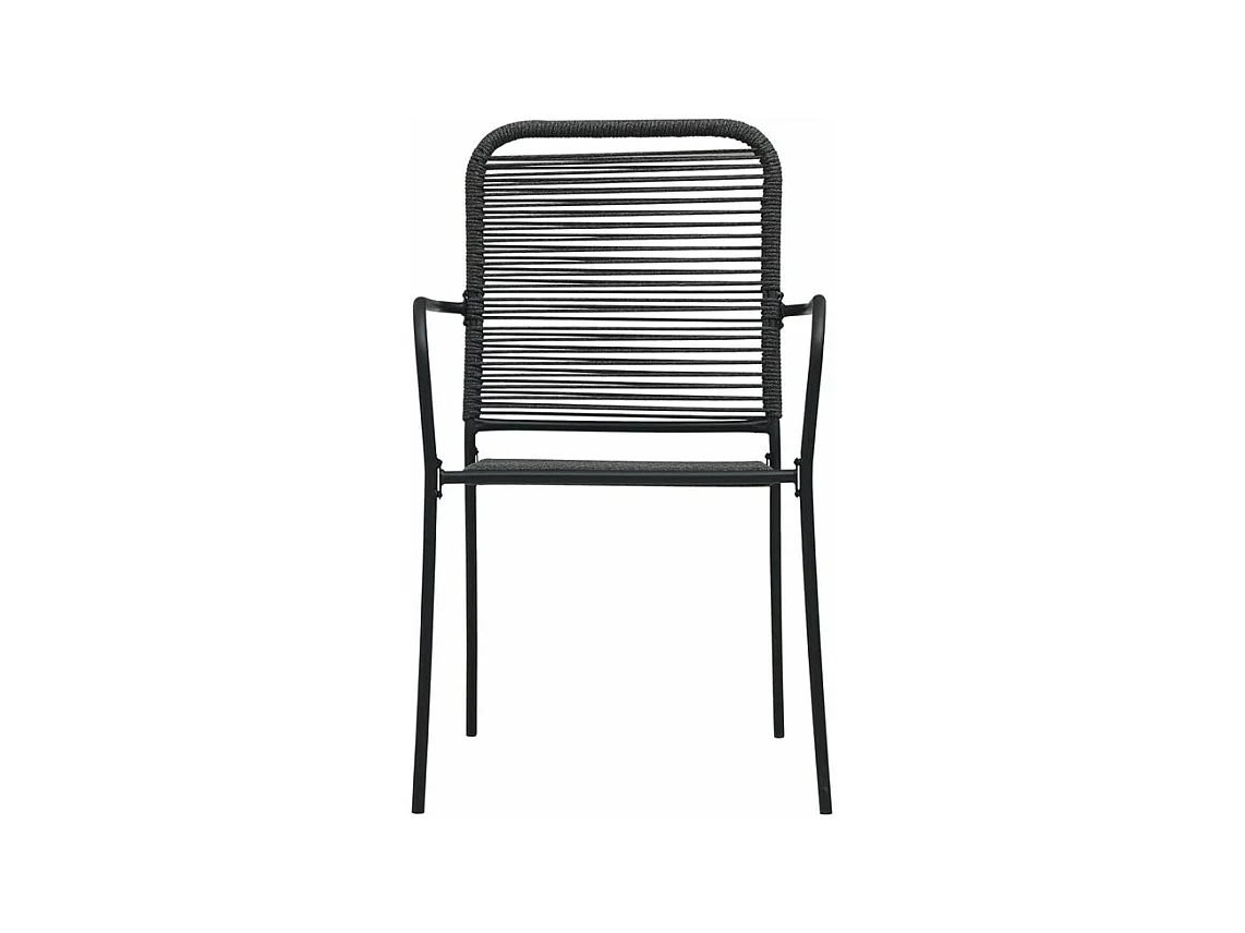 Mobilier à dîner d'extérieur 9 pcs Corde en coton et acier Noir