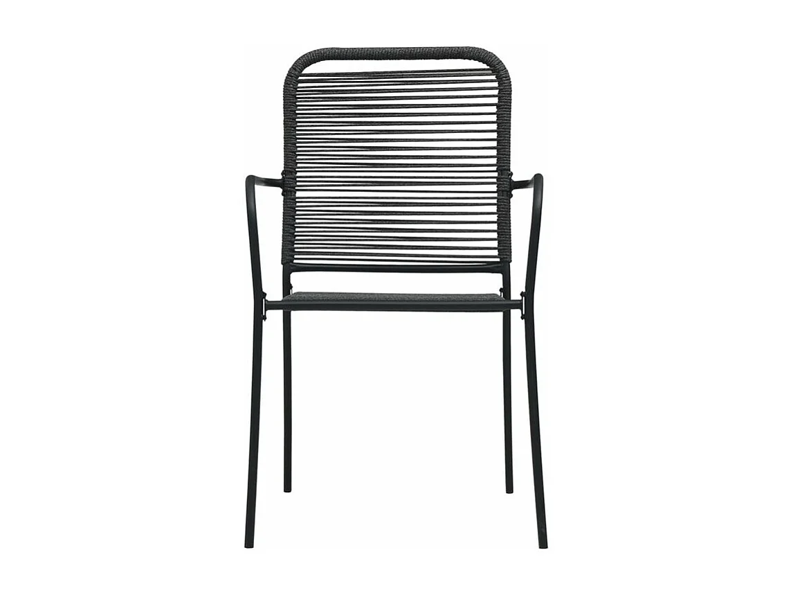 Mobilier à dîner d'extérieur 9 pcs Corde en coton et acier Noir