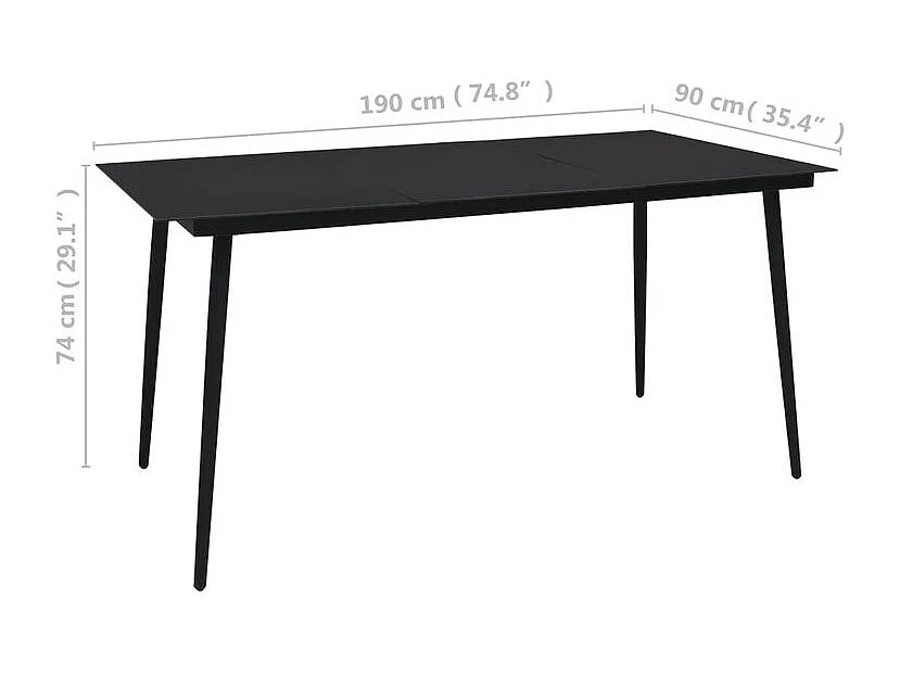 Mobilier à dîner d'extérieur 9 pcs Corde en coton et acier Noir