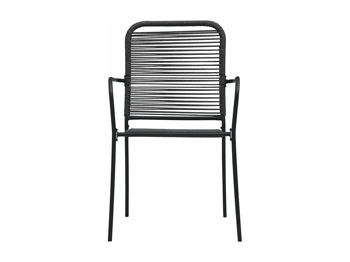 Mobilier à dîner d'extérieur 9 pcs Corde en coton et acier Noir