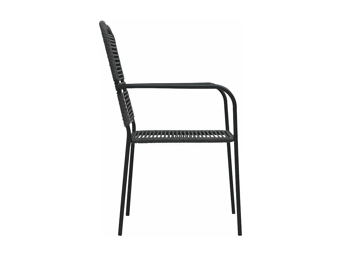Mobilier à dîner d'extérieur 9 pcs Corde en coton et acier Noir